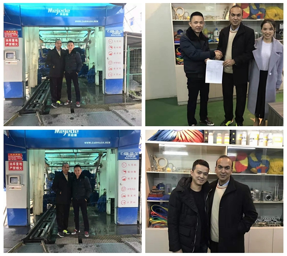 中國(guó)溫州凱沃2017新款歐標(biāo)隧道11刷電腦洗車(chē)機(jī)中東客戶(hù)簽訂合同現(xiàn)場(chǎng)