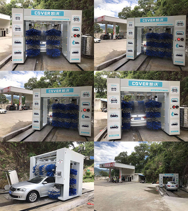 中國(guó)福建南平環(huán)城路鴻雁加油站安裝凱沃龍門(mén)5刷洗車機(jī)現(xiàn)場(chǎng)調(diào)試拍攝